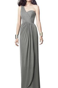 Robe demoiselle d'honneur ruché avec chiffon d'épaule asymétrique ligne a avec zip
