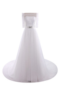 Robe de mariée exclusif formelle textile en tulle satin extensible avec zip