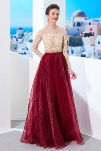 Robe de bal de princesse a-ligne decoration en fleur longueur au niveau de sol en organza