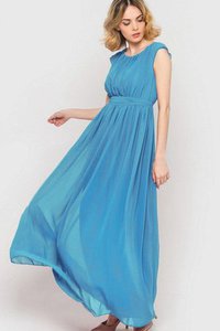 Robe demoiselle d'honneur simple avec manche courte ceinture avec chiffon ligne a