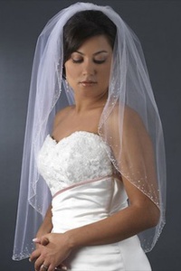 À la mode simple court belle voile de mariage