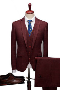 Plaid asiatique taille 3 pièces rouge dernier