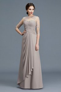 Robe mère de mariée de princesse avec chiffon jusqu'au sol en 3/4 manche de lotus