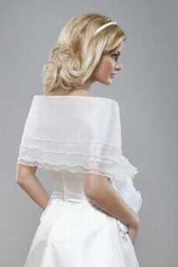 Organza blanc élégant | modeste volants bolero noble