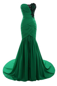 Robe de soirée facile modeste avec chiffon sans empire de traîne moyenne