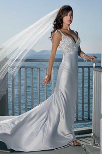 Robe de mariée romantique facile de traîne moyenne de fourreau en satin