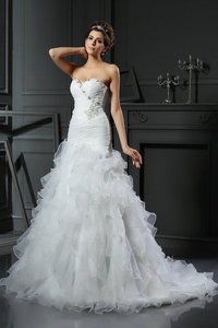 Robe de mariée naturel longue de sirène cordon de lotus