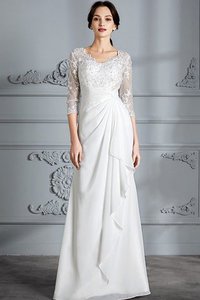 Robe de mariée en chiffon jusqu'au sol avec manche 3/4 v encolure de fourreau