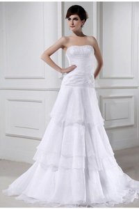 Robe de mariée avec zip de bustier en organza manche nulle de tour de ceinture en haute