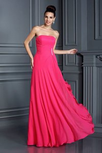 Robe demoiselle d'honneur longue en chiffon de princesse fermeutre eclair avec perle