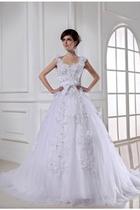 Robe de mariée longue de traîne mi-longue de mode de bal textile en tulle avec zip