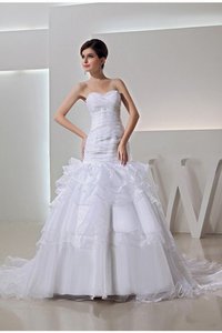 Robe de mariée longue de traîne mi-longue manche nulle avec perle de sirène