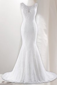 Robe de mariée de col en v avec décoration dentelle cordon avant-gardiste naturel