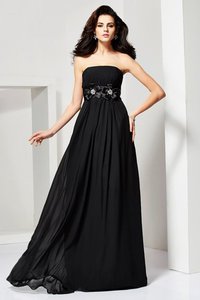 Robe de bal de princesse ligne a manche nulle avec fleurs avec zip