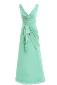 Robe demoiselle d'honneur naturel manche nulle avec zip jusqu'au sol en chiffon