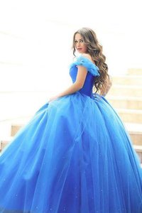 Robe de quinceanera eclaté appliques avec sans manches en organza de mode de bal