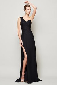 Robe de soirée naturel avec zip avec fronce en chiffon d'épaule asymétrique