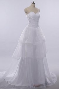 Robe de mariée plissé col en forme de cœur avec lacets avec gradins avec sans manches