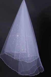 Morden luxueux perles court voiles de mariée