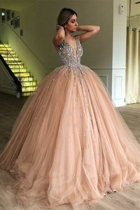 Robe de bal en tulle avec perle chaming de mode de bal naturel