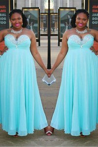 Robe de bal naturel avec perle de princesse avec chiffon longueur au niveau de sol