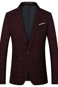 Taille m-5xl grille vin rouge manteaux slim fit