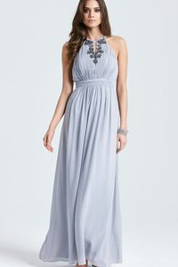 Robe demoiselle d'honneur femme branché longue manche nulle avec perle avec chiffon