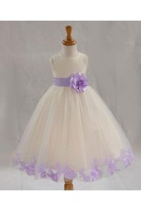 Robe de cortège enfant de lotus col en bateau a-ligne manche nulle ceinture