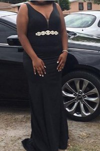 Robe de bal avec sans manches en satin tissé élastique avec ruban de fourreau lache