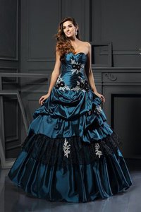 Robe de quinceanera naturel cordon textile taffetas appliques de mode de bal