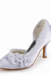 Fabuleux beaux- ronde à talons hauts chaussures de mariée en satin avec