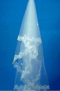 Accrocheur Élégante dentelle ourlet court voile de la mariée