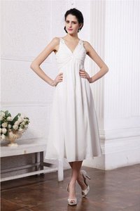 Robe demoiselle d'honneur naturel de fourreau fermeutre eclair longueur mollet en chiffon