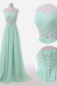 Robe demoiselle d'honneur de princesse avec chiffon ligne a jusqu'au sol avec perle