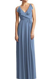 Robe demoiselle d'honneur longue ceinture en chiffon longueur au niveau de sol v encolure