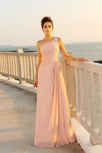 Robe de bal longue de princesse en chiffon manche nulle avec perle