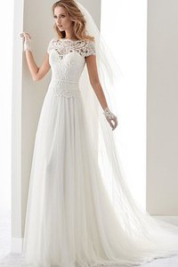 Robe de mariée plissage modeste longue a salle intérieure en plage