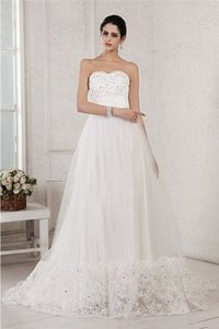 Robe de mariée longue manche nulle a-ligne avec perle de tour de ceinture empire