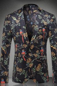 Grande taille cran revers floral jaqueta masculina loisirs