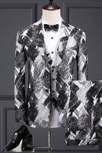 Blazer vintage imprimé hommes robe de mariée smoking scène asiatique taille