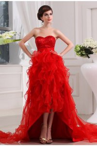 Robe de bal asymétrique en organza col en forme de cœur ligne a haut bas