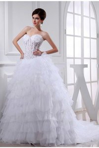 Robe de mariée avec lacets en organza de mode de bal avec perle appliques