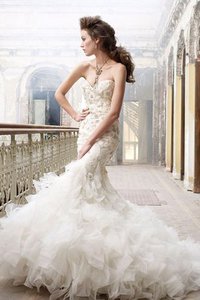 Robe de mariée naturel col en forme de cœur de lotus dos nu avec perle