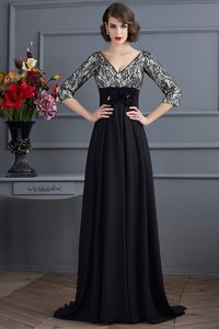 Robe de soirée longue de fourreau en 3/4 manche avec zip satin tissé extensible