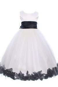 Robe de cortège enfant avec nœud avec fleurs manche nulle col u profond