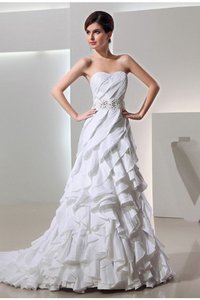 Robe de mariée longue de lotus cordon manche nulle a-ligne