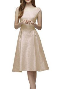 Robe demoiselle d'honneur plissage col en bateau de longueur à genou a-ligne