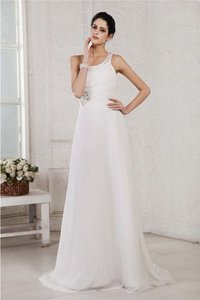 Robe de mariée avec perle fermeutre eclair de traîne courte de princesse avec chiffon