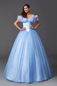 Robe de quinceanera naturel longue de mode de bal epaule nue avec perle