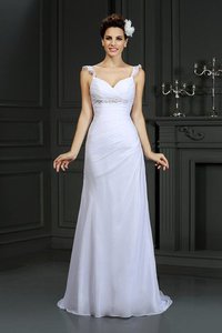 Robe de mariée longue avec sans manches de sirène fermeutre eclair avec perle